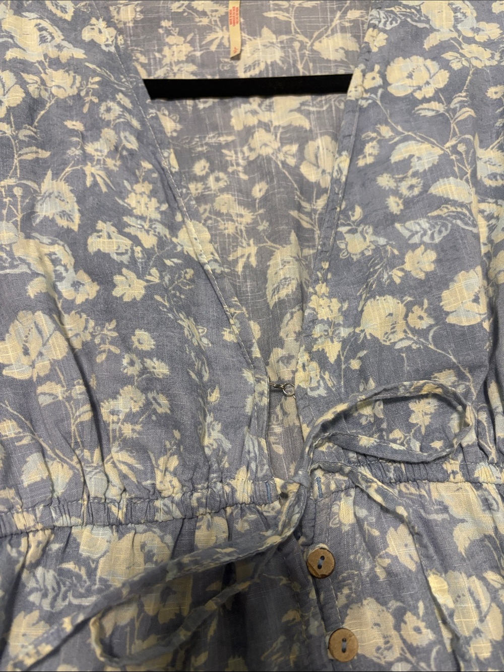 Free People Powder Blue Floral Button-Front Pappiet Midi Dress - Picture 7 of 14